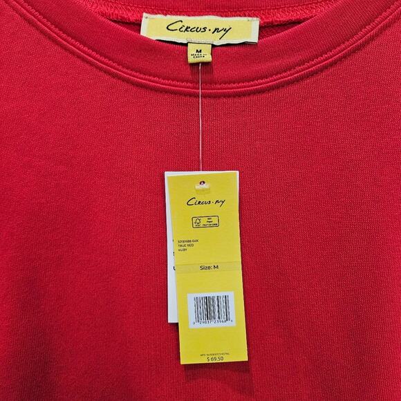 Circus NY Cropped Crewneck Sweatshirt Puffed Cuff Red Pink Size Medium - Picture 3 of 9